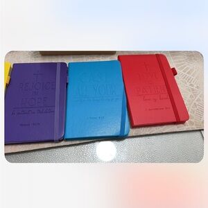 Colorful Inspirational Notebooks Set with matching pens.